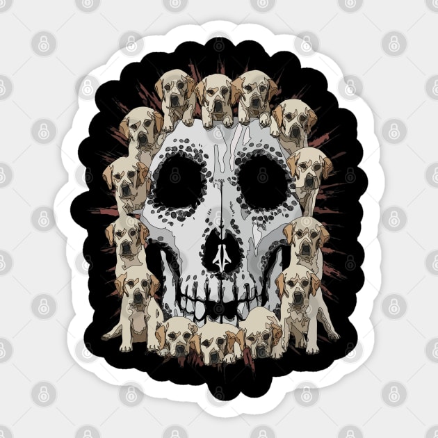 Labrador Retriever Skull Puppies Design Cool Dog Lovers Sticker by TopTees